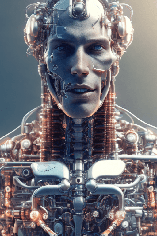 AI generated: full body male cyborg| full-length portrait| detailed face| symmetric| steampunk| cyberpunk| cyborg|...