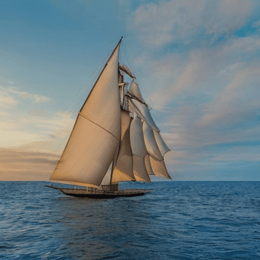AI generated: Photo of a ultra realistic sailing ship, dramatic light, pale sunrise, women