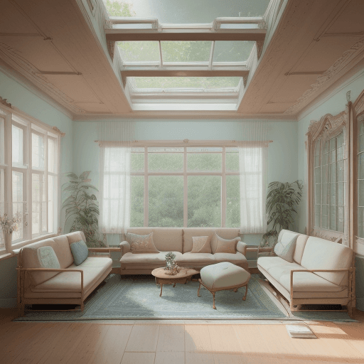 AI generated: High resolution photography interior design, dreamy sunken living room conversation pit, wooden floo...