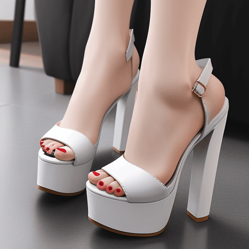 AI generated: girl wearing 16cm platform opentoe high heels sandals