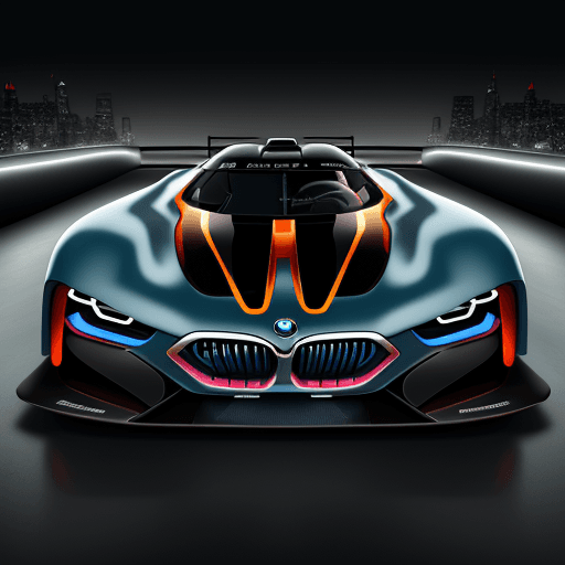 AI generated: retro 2027 bmw vision m1 hyper coupe, city scape