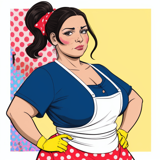 AI generated: Colorful pop art illustration of a modern, empowered Latina 40 year old woman dedicated to cleaning....