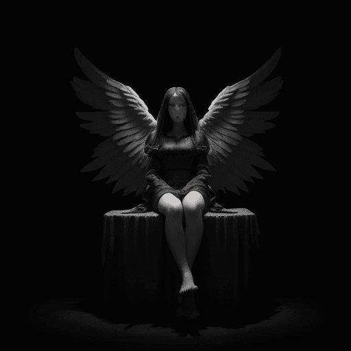 AI generated: --a= 16:9 masterpiece, 15woman, age 25, sitting in a gargantuan dark camera looking high up at a col...