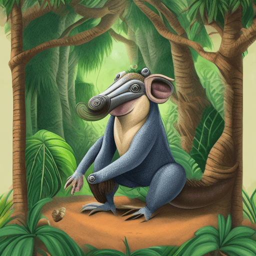 AI generated: Pup anteater is portrayed as a sage, with strong claws and agile fingers. He is shown sharing knowle...