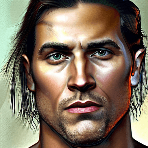 AI generated: three-quarter close-up portrait, stunningly beautiful 30 y. o man, slender athletic figure, stunning...