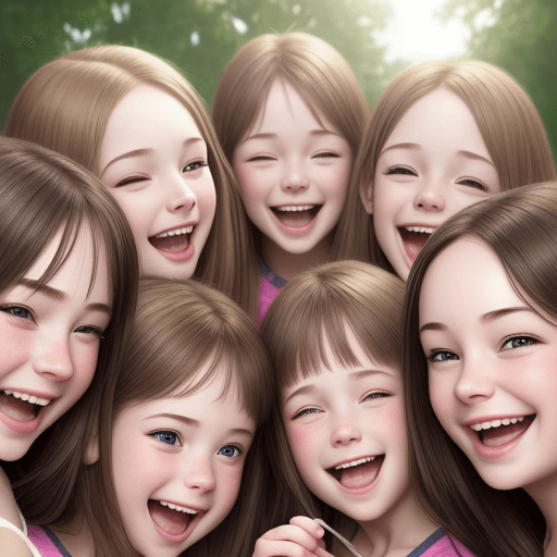 AI generated: Hyper realistic photo, 6 young girls laugh front a small man with a tiny penis, add man front they