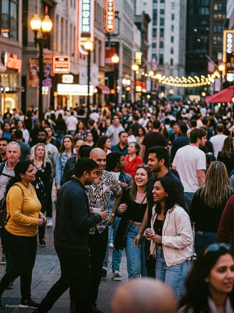 AI generated: Cover a cinematic photo in the crowd don't portrait me 