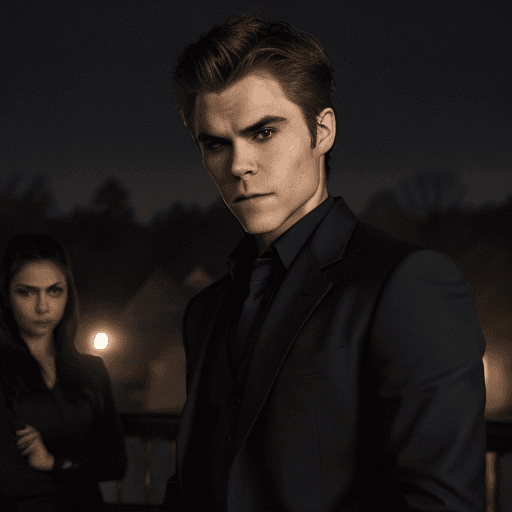 AI generated: Paul Wesley as Stefan Salvatore, showcasing his brooding expression and signature hairstyle from The...