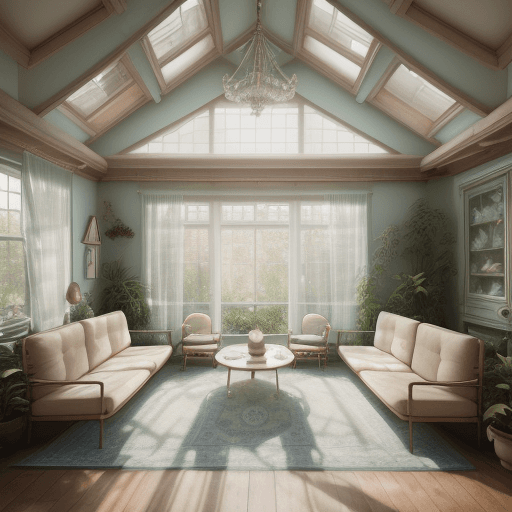 AI generated: High resolution photography interior design, dreamy sunken living room conversation pit, wooden floo...