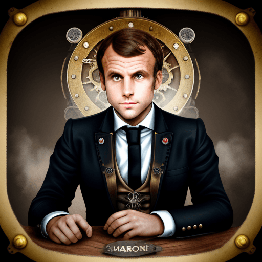 AI generated: Macron in a steam punk decor
