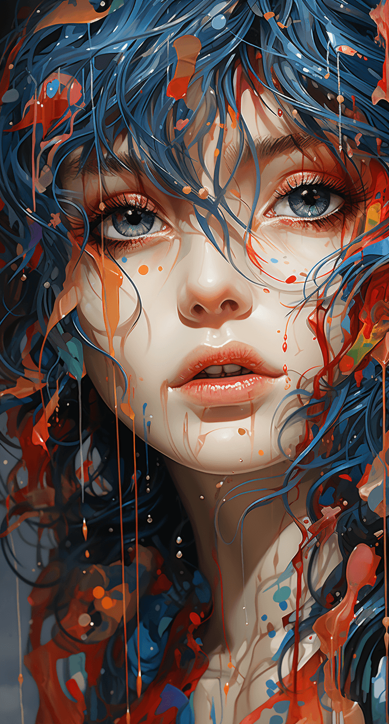AI generated: anime drawing art, in the style of crisp neo-pop illustrations, swirling colors, bold and colorful p...