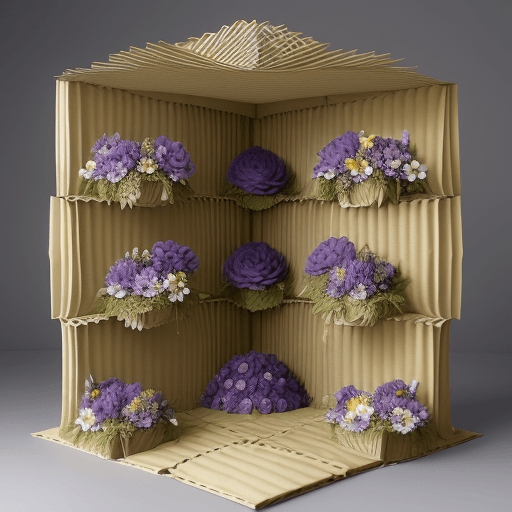 AI generated: 
Visualize a handcrafted design made with corrugated cardboard as a base. The structure is organized...