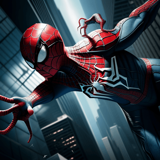 AI generated: spiderman vs venom,very epic,photorealism, beautiful, shiny,dynamic lights 