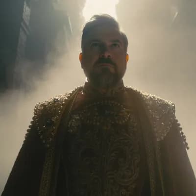 AI generated video: King's Return. light source, lighting, volumetric dust, immense scale, 8K, ultra detailed. --ar 16:9...