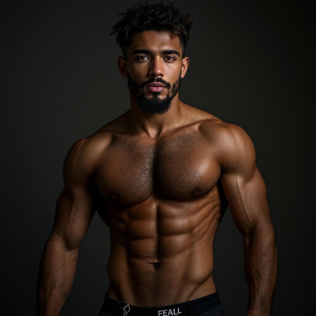 AI generated: NSFW vibrant, professional studio, full body, photograph, young, attractive, handsome, friendly, cas...