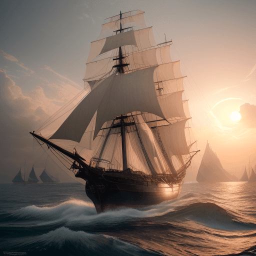 AI generated: Photo of a ultra realistic sailing ship, dramatic light, pale sunrise, cinematic lighting, battered,...