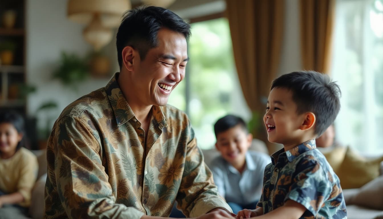 AI generated: Naturalistic candid moment, cinema camera aesthetic: Indonesian man in his 30s wearing a crisp, **hi...
