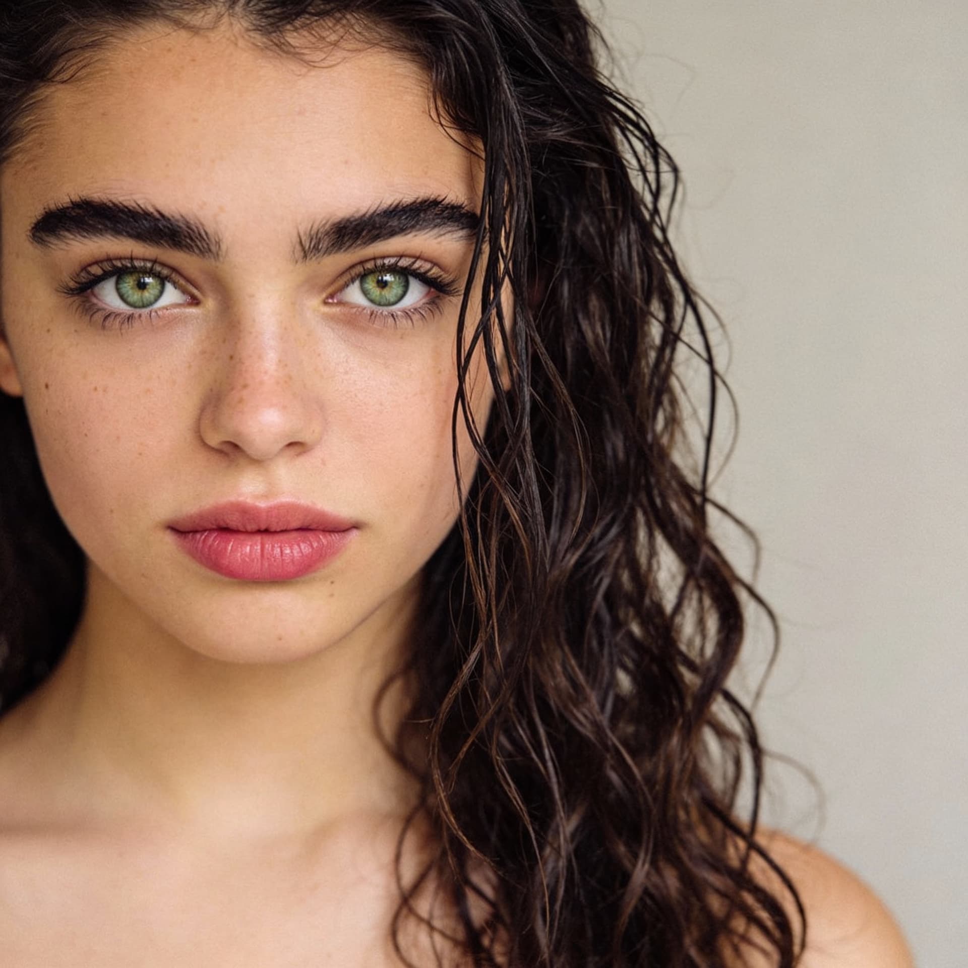 AI generated: Create a realistic image of an 18-year-old American girl. I want her to have a soft face with lumino...