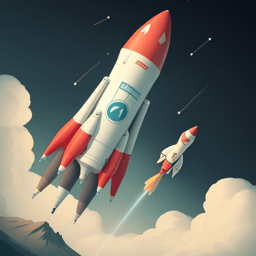 AI generated: Design a logo featuring a launching rocket, with colorful contrasts that convey movement energy and ...