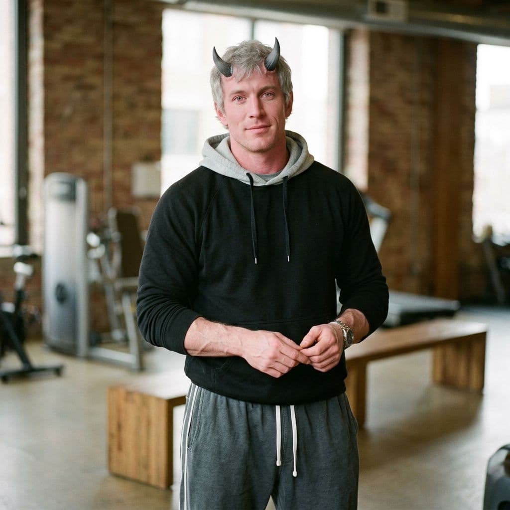 AI generated: A muscular attractive man with light pink skin and Light grey hair with pink eyes with light grey an...