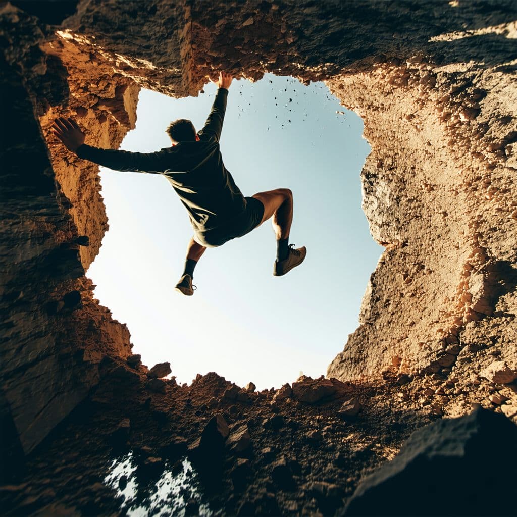 AI generated: A man plummeting down a hole