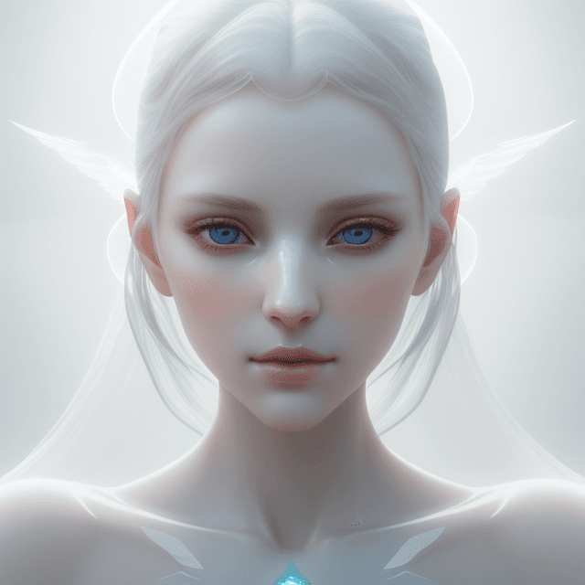 AI generated: ethereal and clean portrait of a woman character Unreal Engine 5, pristine glass-like face skin qual...