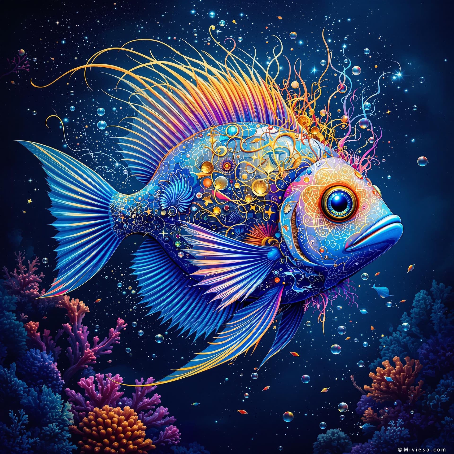 AI generated: Create a captivating and visually stunning image of a fish that showcases the beauty of underwater a...
