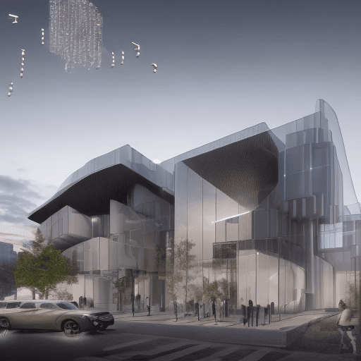 AI generated: Create an imaginative and realistic digital rendering of a modern building design that seamlessly in...