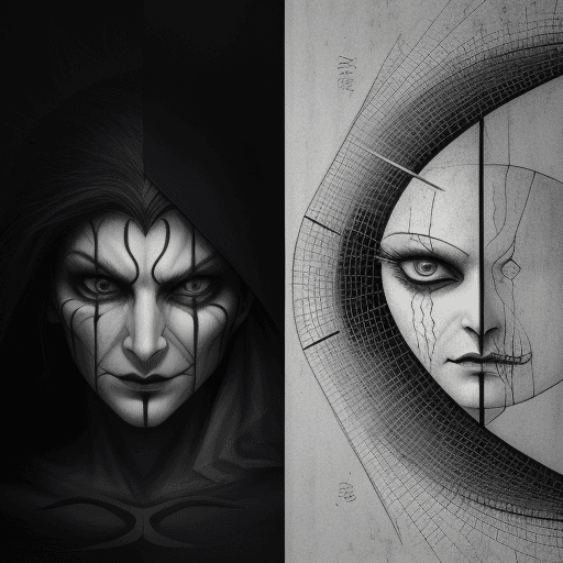 AI generated: to show good and evil two sides in lines