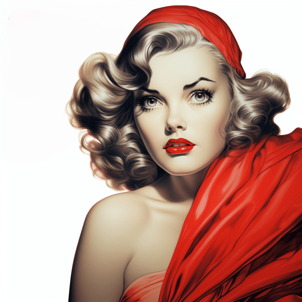 AI generated: 2D, Pin - up art, UHD Pen and Ink drawing, Art by Artgerm, Rolf Armstrong. A surprised whimsical gir...