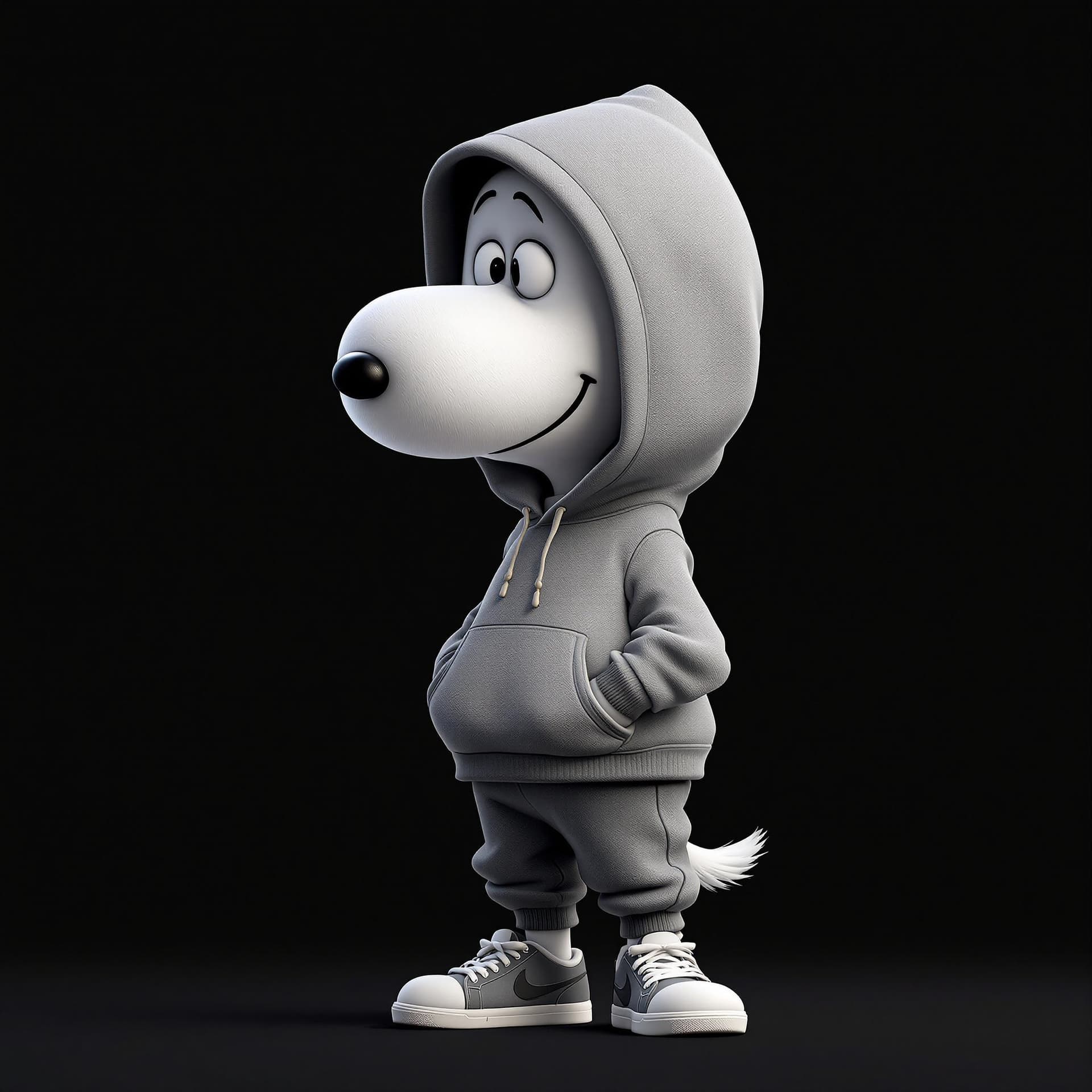 AI generated: whimsical portrait of Pixar style,bryce 3D,a dog "Snoopy",classic cartoon characters,side-view,in a ...