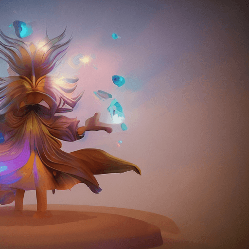 AI generated: Fantasy style colours, particle shading effect, in light blue tones, with a blurry little figure in ...