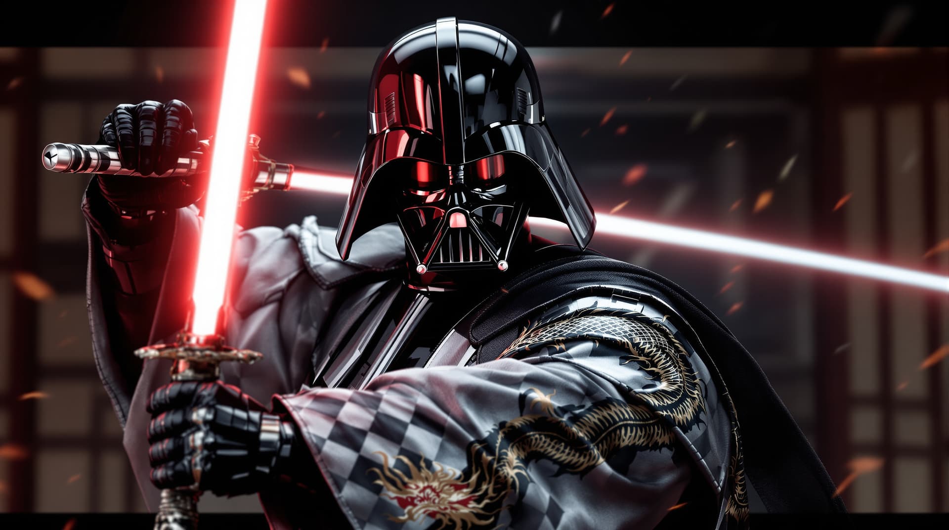 AI generated: image is a high-resolution,spectacular   Star Wars perfect cinematic portrait with a Japanese feudal...