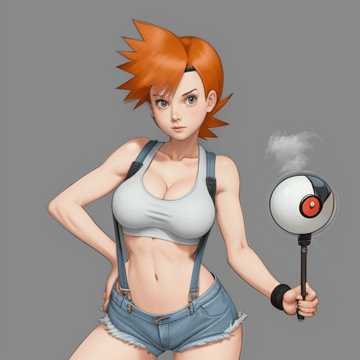 AI generated: (best quality, masterpiece), 1girl, Misty from Pokémon, pokeball, fog, (cartoon: 1.5), thong, busty,...