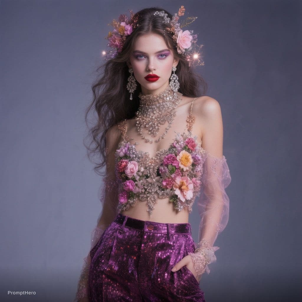 AI generated: A vibrant, high-fashion studio portrait