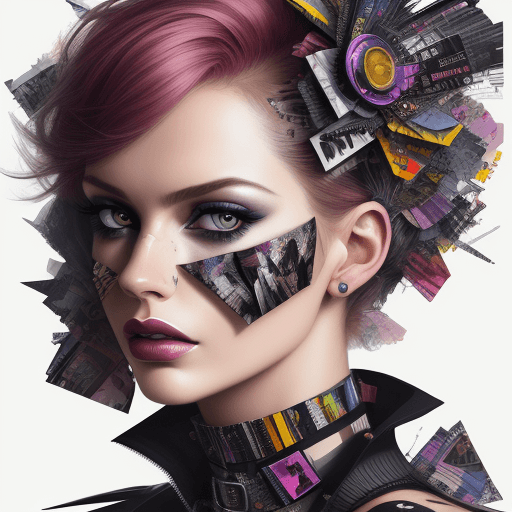 AI generated: beautiful woman, contemporary collage, highly detailed, digital painting, 4 k, hdr, punk, fashion, s...