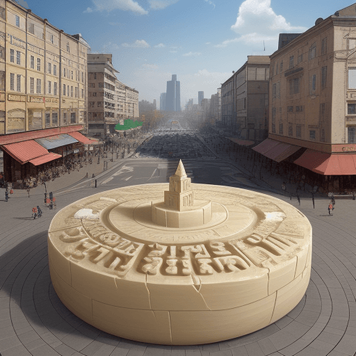 AI generated: A huge piece of soap is displayed in the center of the city, carved with scenes of children's lives,...