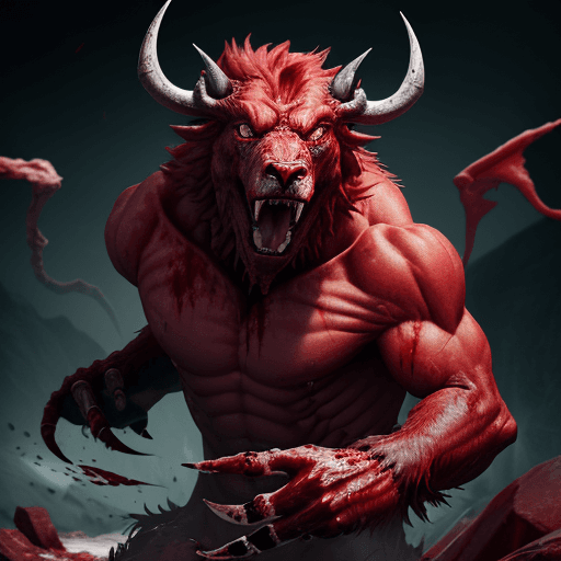 AI generated:  high quality foto of a bloody dangerous beast without eyes, long fingers and broken bones, 8k