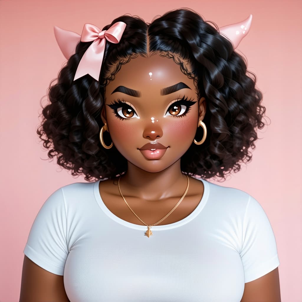 AI generated: A Hyper realistic scene of bewitching curvy black-asian (blasian). in tight nsfw short T shirt and a...