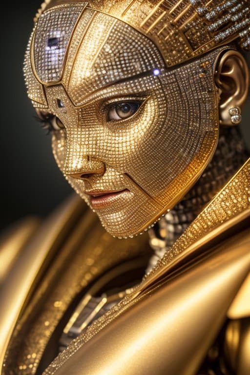 AI generated: raw photo robot made of diamonds, Photorealistic, Hyperrealistic, Hyperdetailed, analog style, soft ...
