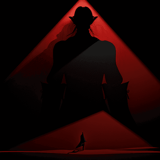 AI generated: man keeping his shadows. illustration, eldtirch, black & red