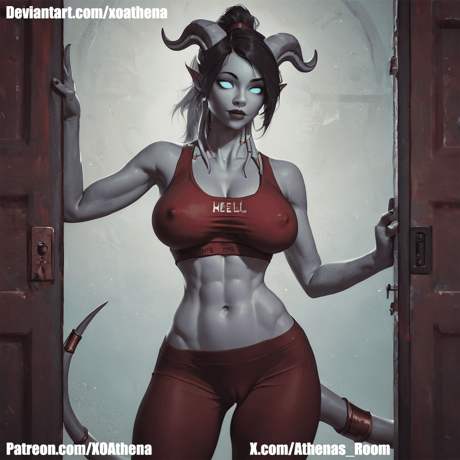 AI generated: 1girl, draenei, (white skin:1.3), black hair, ponytail, blue eyes, highly detailed, extremely detail...