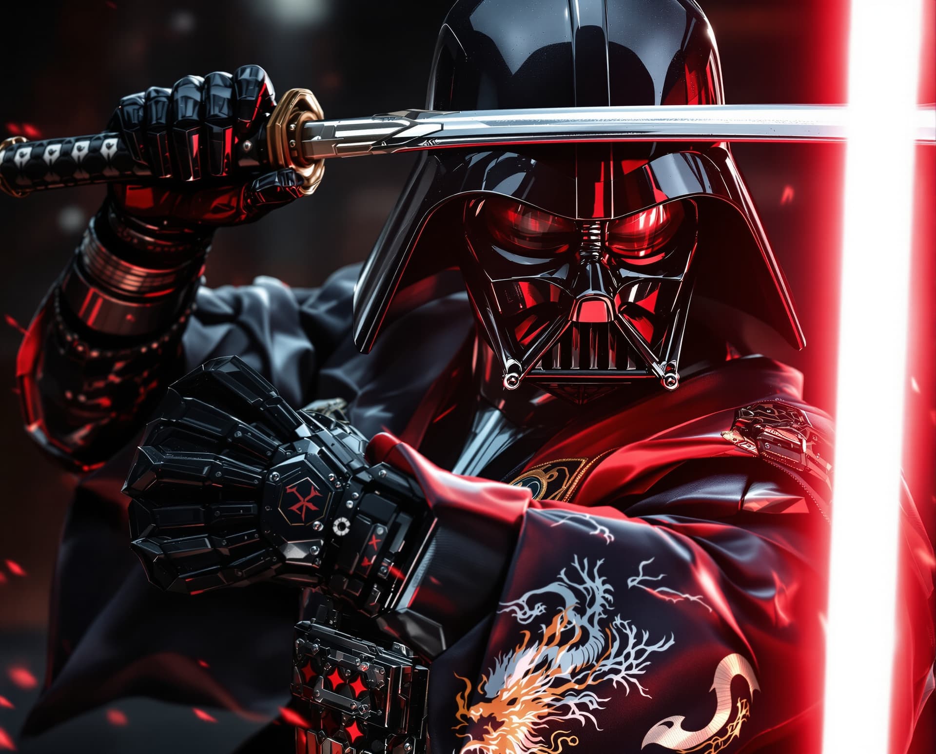 AI generated: image is a high-resolution,spectacular   Star Wars perfect cinematic portrait with a Japanese feudal...