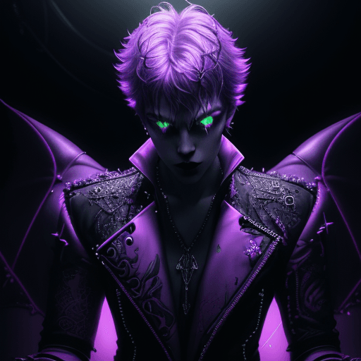 AI generated: vampire prince neón punk Ultra-detailed neon lights reflections, reflection mapping, intricate desig...