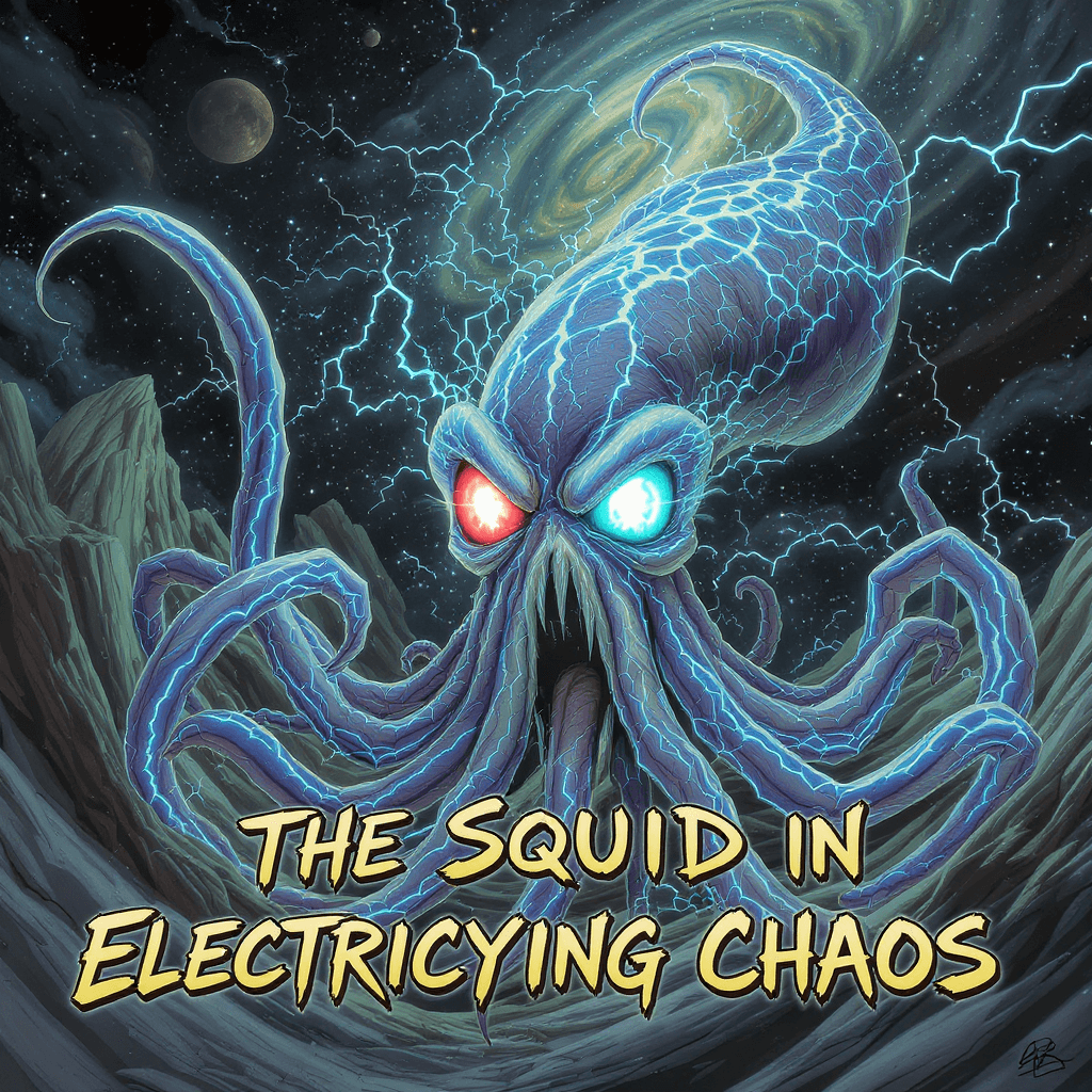 AI generated: Octavius The Squid In Electrifying Chaos