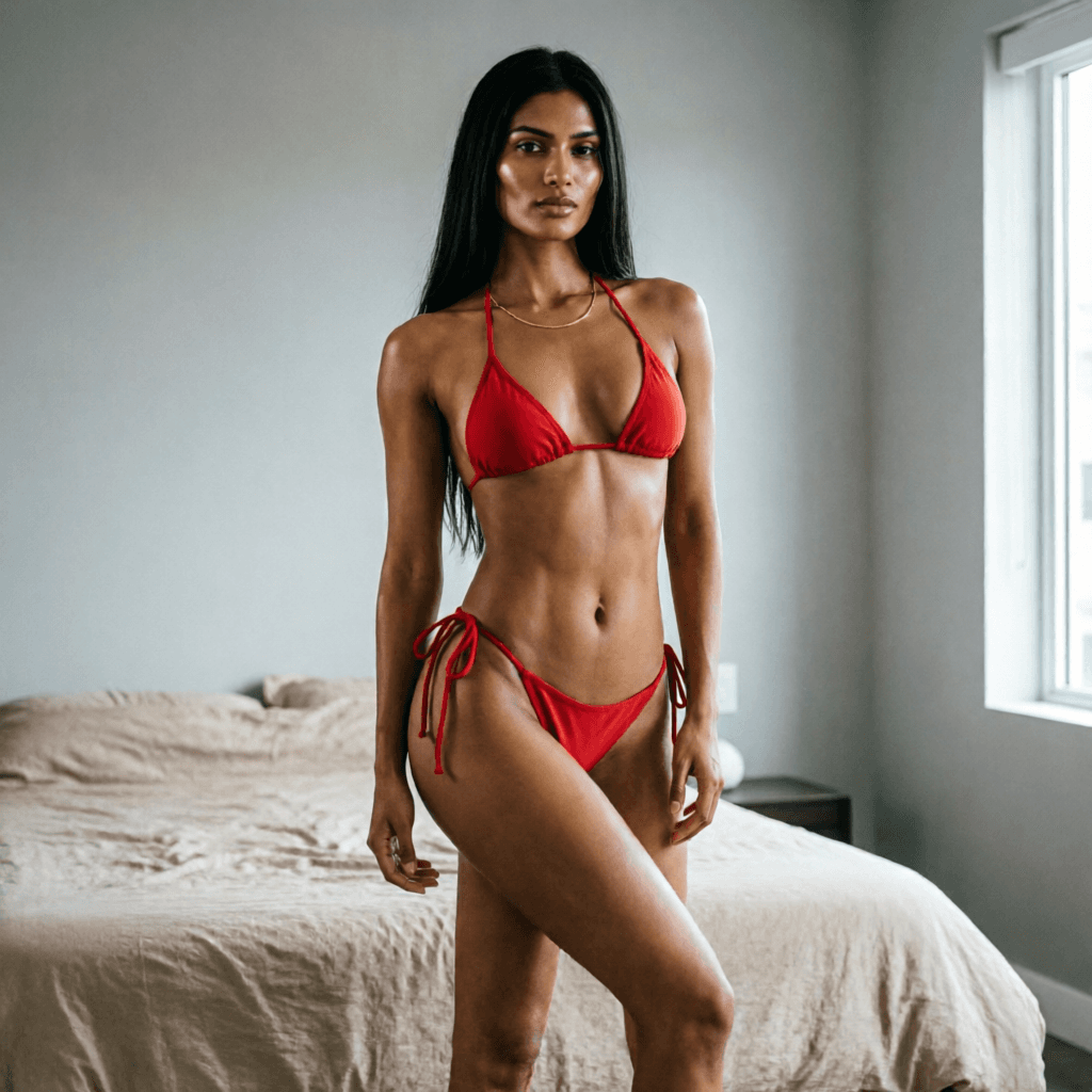AI generated: 
























Bedroom, frontal body shot, professional photoshoot, straightened silky hai...