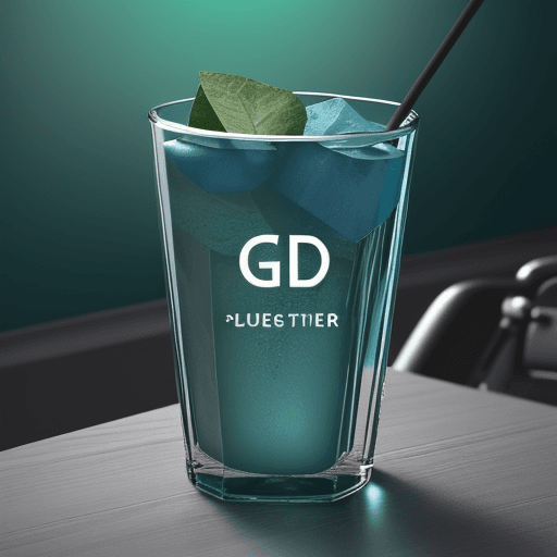 AI generated: 3d blue letters GP inside a green glass logo
