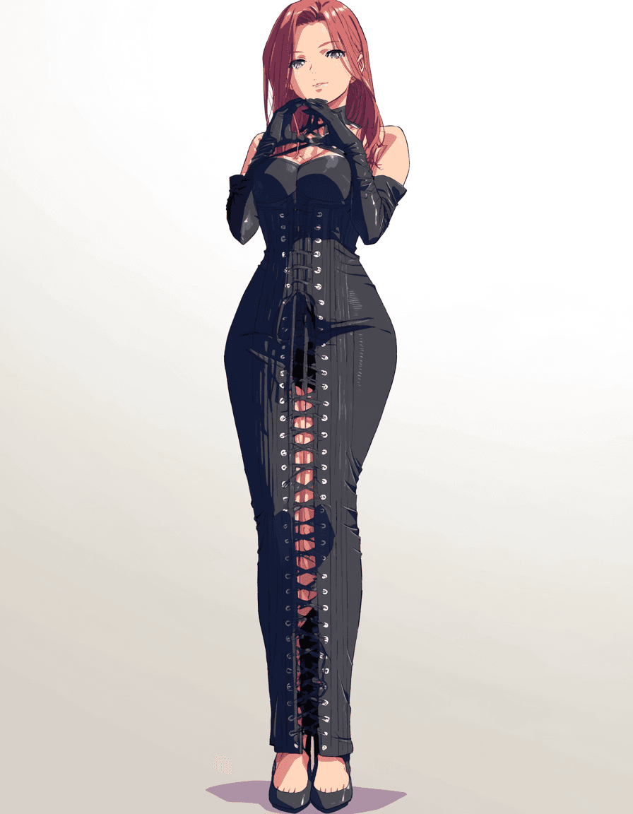 Long Leather Corset Hobble Dress