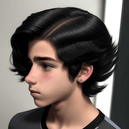 AI generated: androide adolescente, masculino, moreno, cabello negro

