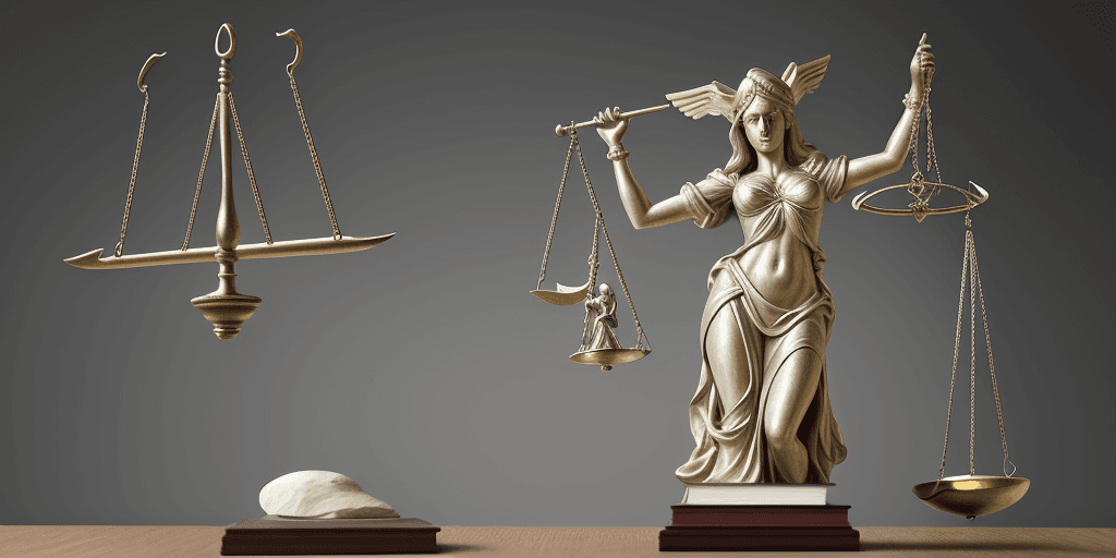 AI generated: create a professional quality image of lady justice balancing the Frye and Daubert standards